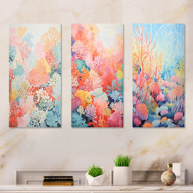 Coral Reef Barrier Expression, H 28 po x l 36 po, Toile tendue