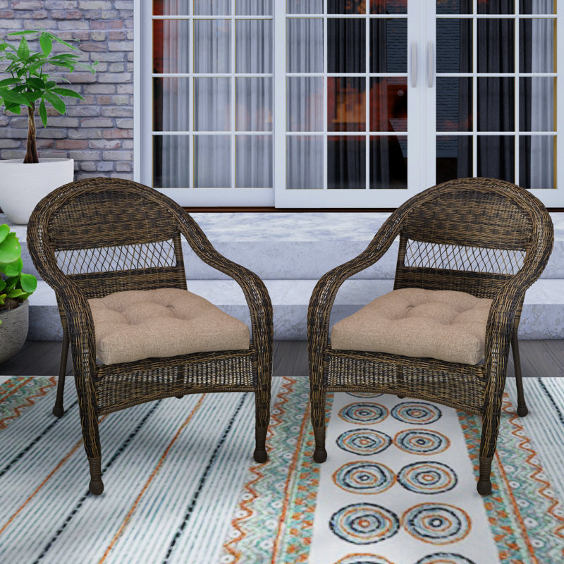 Coussins de chaise de patio intérieur et extérieur Winston Porter, 19 x 18 pouces, ensemble de 2, Brun