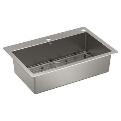 Prep 1800 Series Stainless Steel Dual Mount 33"x 22" Single Bowl Kitchen Sink with Bottom Grid