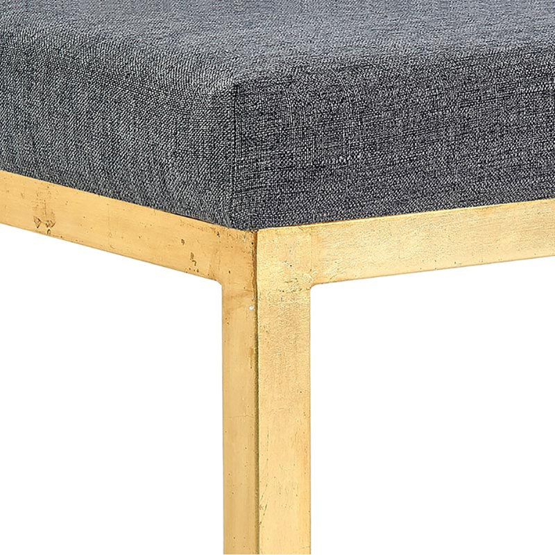 Upholstered Bench, Gold Leaf/Charcoal