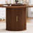 55" Round Dining Table (Walnut) Seats 6 - Wooden Dining Table With Double Storage Shelves, Rotating Tray, And Wavy Sliding Door - Suitable For Dining/Living Rooms-2089943571