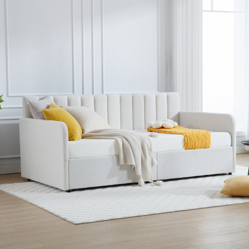 Zija Upholstered 2 Drawers Daybed, White