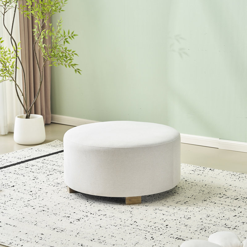 Tissu rond blanc avec pieds en bois d'hévéa de haute qualité, conception moderne pour l'espace de vie principal, fonction antidérapante silencieuse, entretien facile