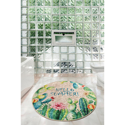 Antibacterial Bathmat, 100% Polyester, 55.1 Inch Diameter | Non-Slip Underside, Pile Height: 0.4 Inches, 700 Grams per Square Meter | Machine Washable, Durable & Stylish for Bathroom Safety and Comfort