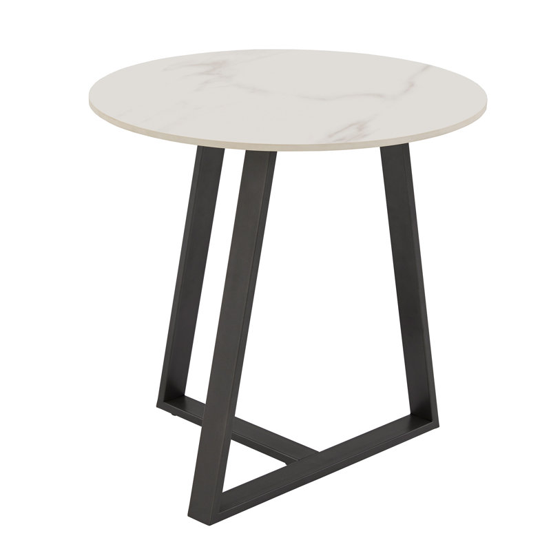 Kashlee Glossy Sintered Stone End Table, White
