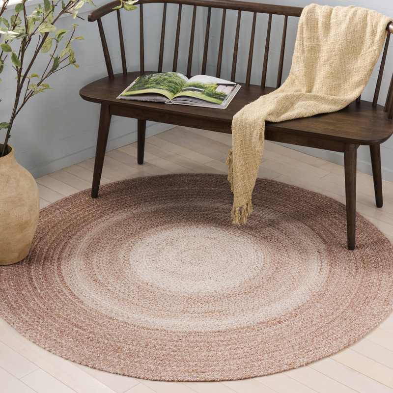 Tapis géométrique tressé à la main Bra7, Rond 5 pi