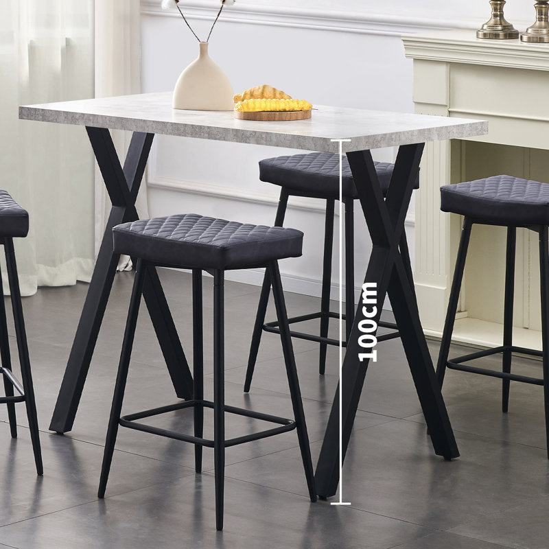 Upholstered Faux Leather 70cm Stool, Grey