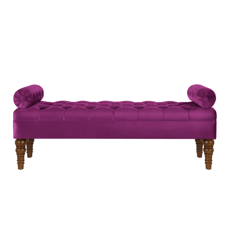 51.48" W Tufted Upholstered Bench, Violet