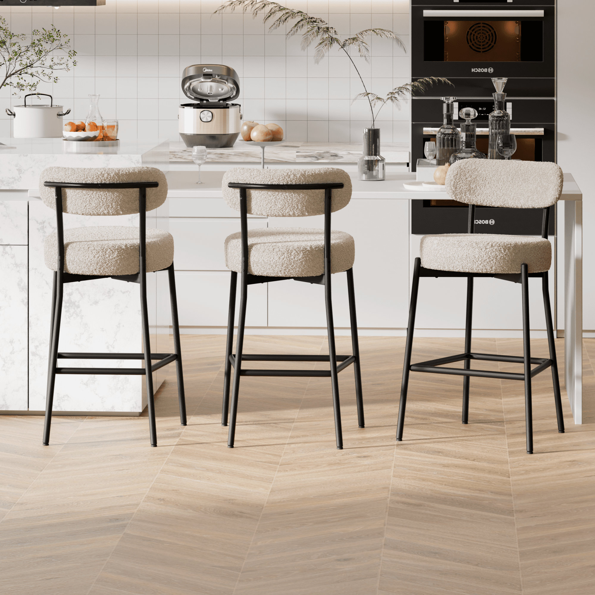 Corrigan Studio® Sherpa Counter Height Bar Stools Set of Modern