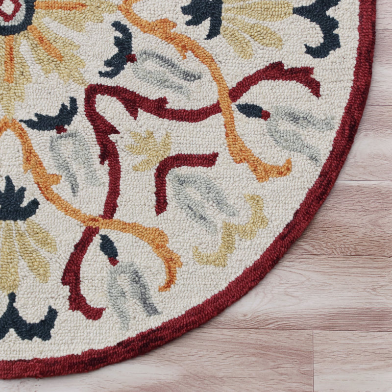 Hand Tufted Wool Geometric Indoor Rug, Round 6'