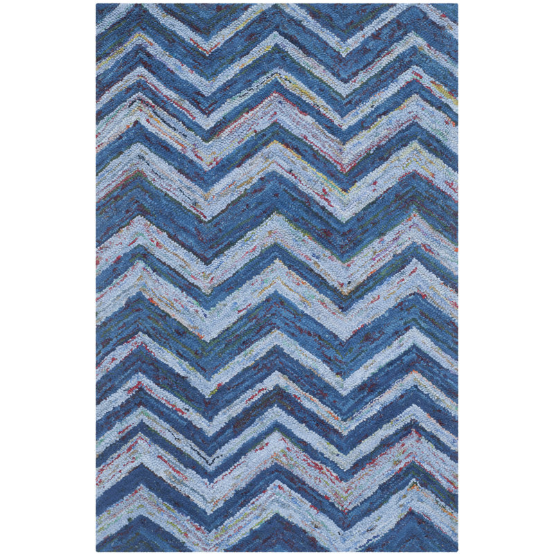 Lyla Chevron Cotton Hand Woven Area Rug, Rectangle 122 x 183 cm