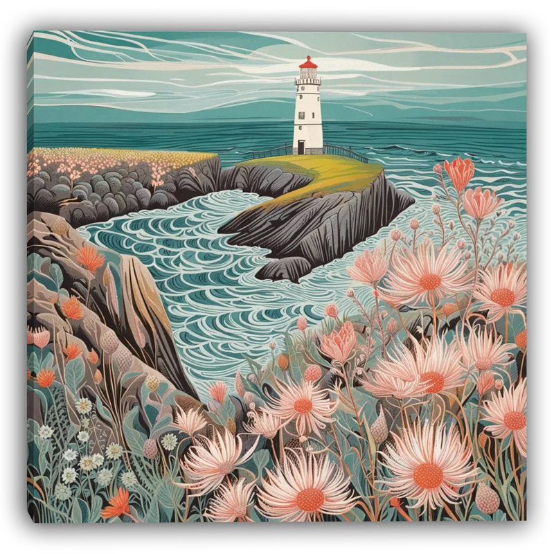 Lighthouse Bloom Wrapped Canvas Wall Art