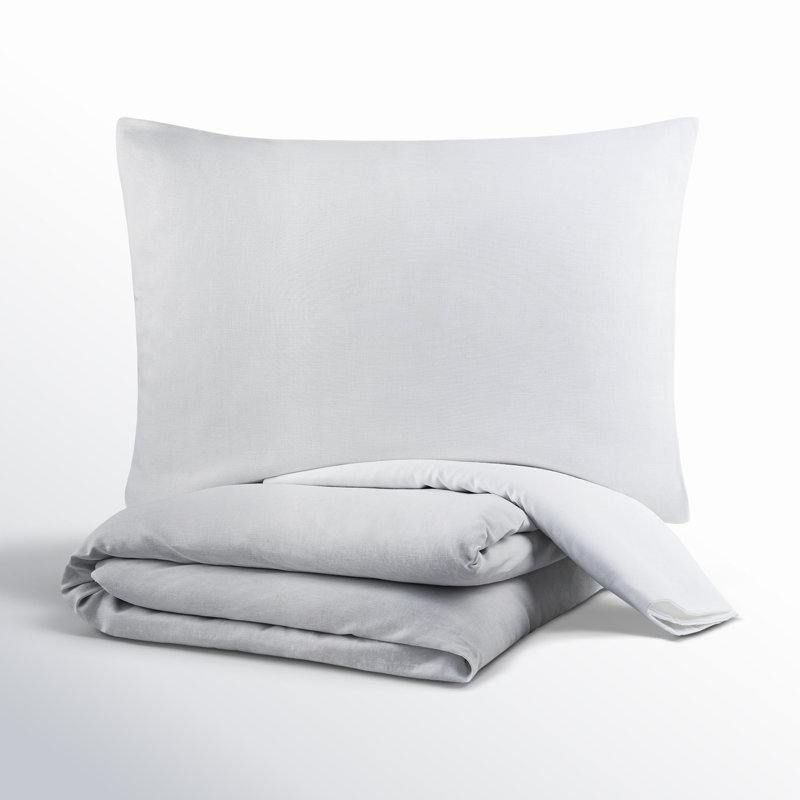 Ensemble de housse de couette réversible 3 pièces en lin pia, Housse de couette très grand et 2 très grandes t, Blanc