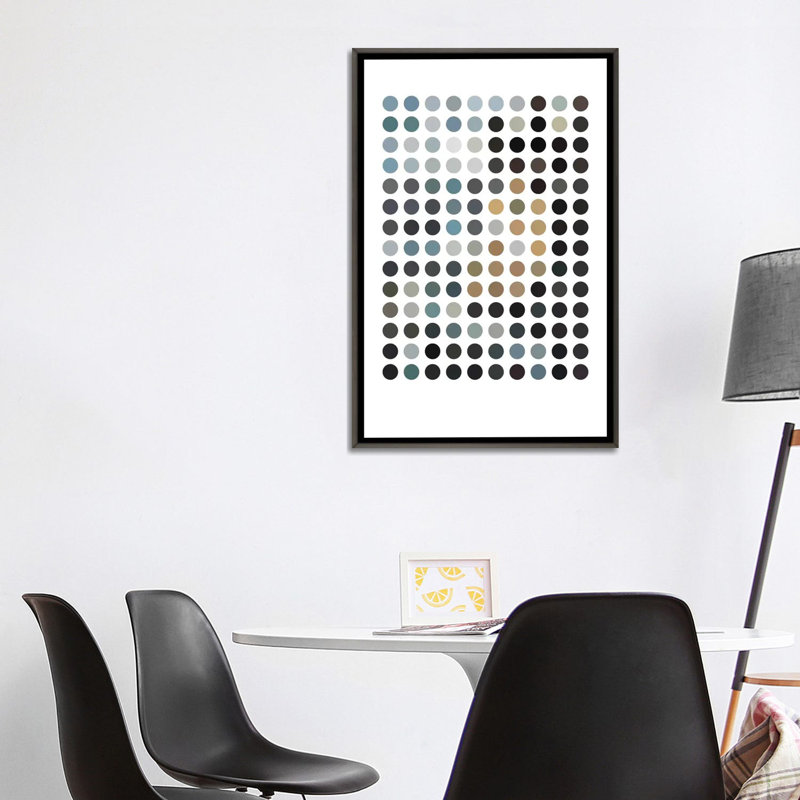 « terrey points »-impression sur l’image, H 48 po x l 32 po x P 1,5 po, Toile encadrée de bois rustique foncé