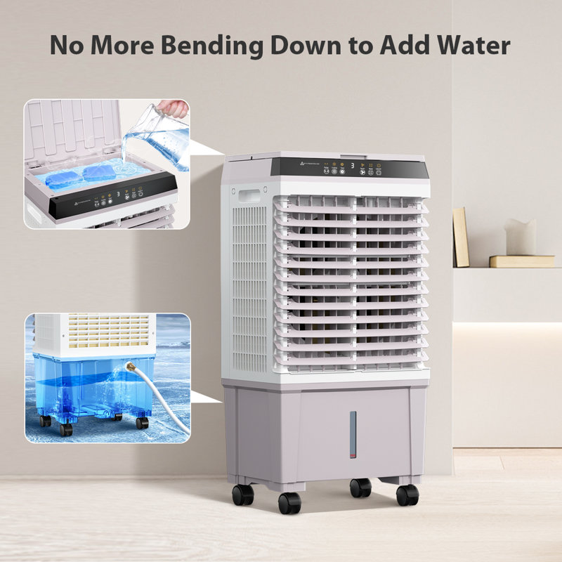 LIFEPLUS Portable Evaporative Air Cooler 1800 CFM with Remote Control, 5.2 Gallon Water Tank