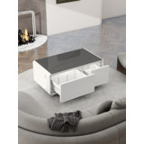 Cherubino Coffee Table with Fridge Cabinet and Bluetooth Stereo with Sockets and Ambient Lighting