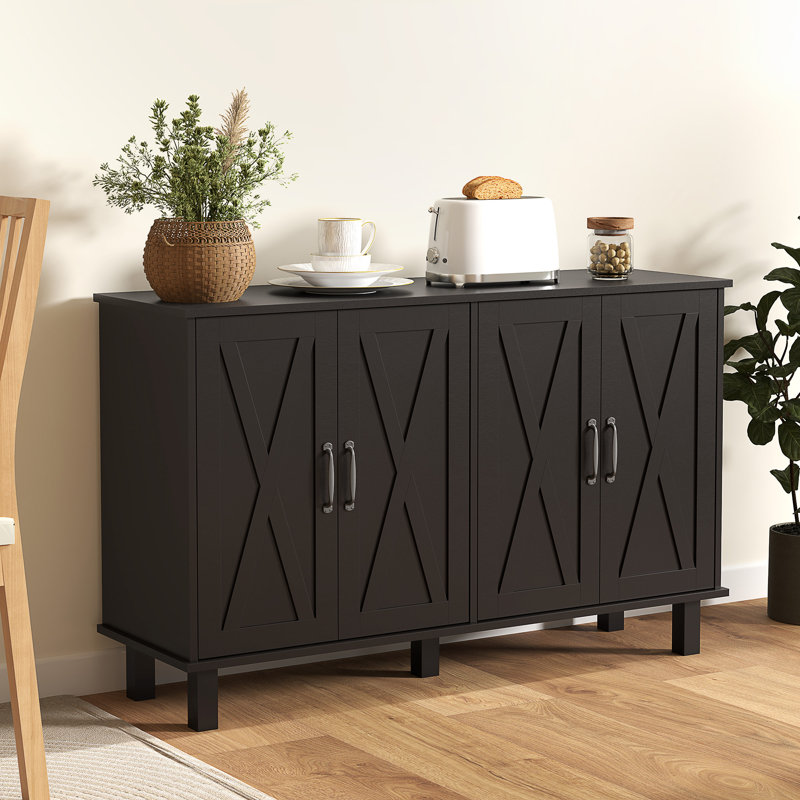 Armoire à café, buffet avec portes de grange, tablette réglable