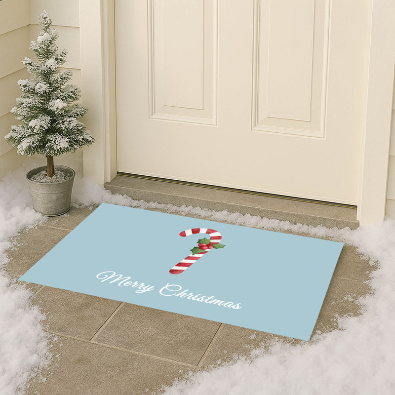 Paillasson Merry Christmas, Bleu glacier, L 21 po x L 34 po