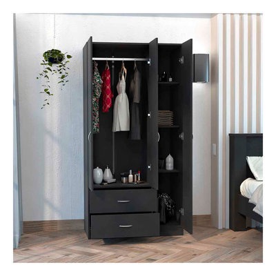Armoire trois portes Clark, noir
