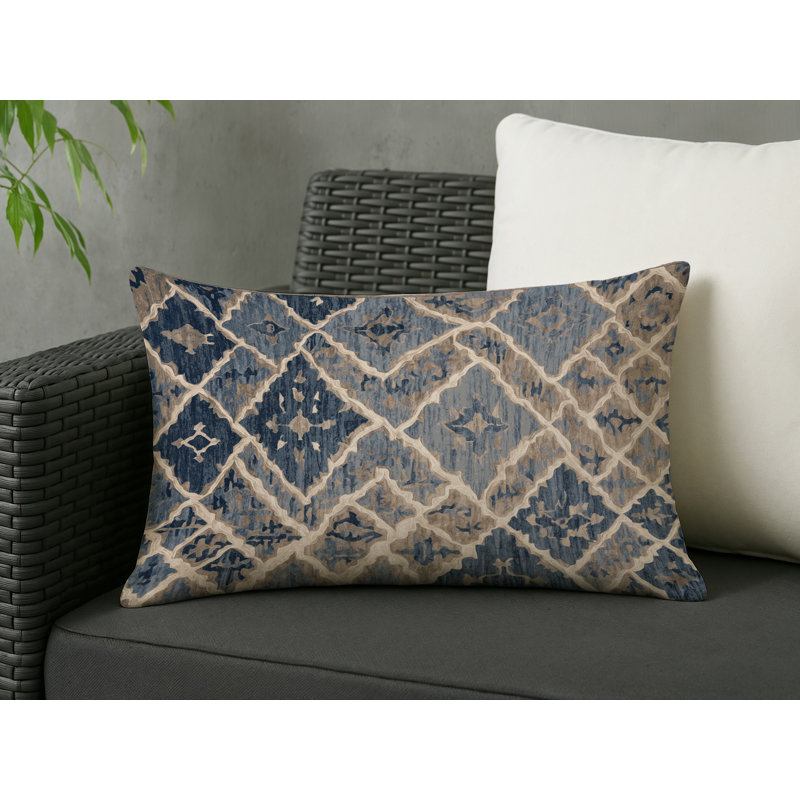 Coussin décoratif intérieur / extérieur gris Modern Modern, Gris abstrait 194, Rectangle H 14 po x l 20 po
