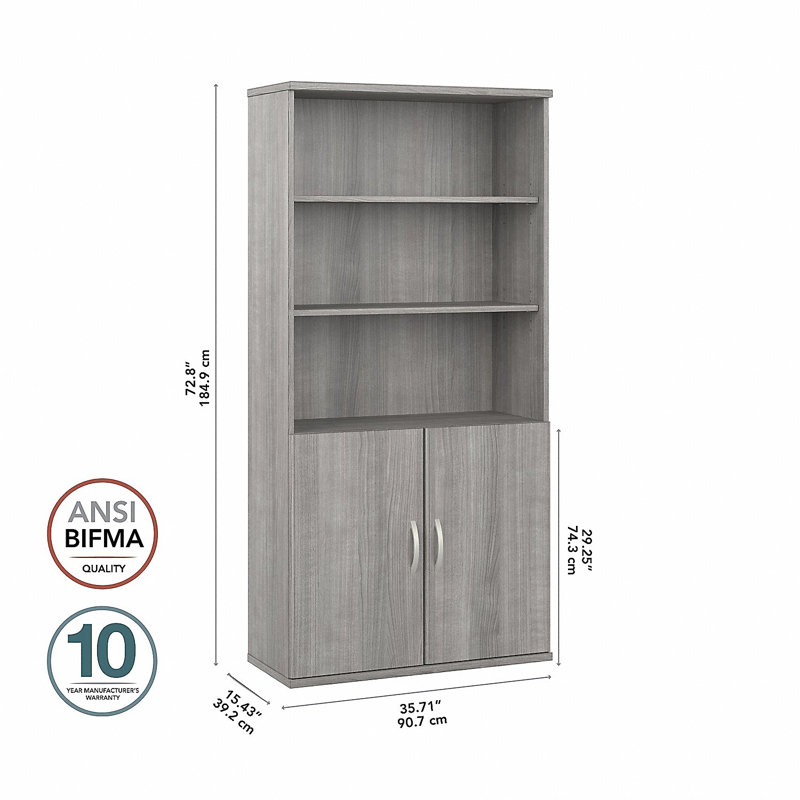 Hybrid Storage Bookcase, Platinum Gray