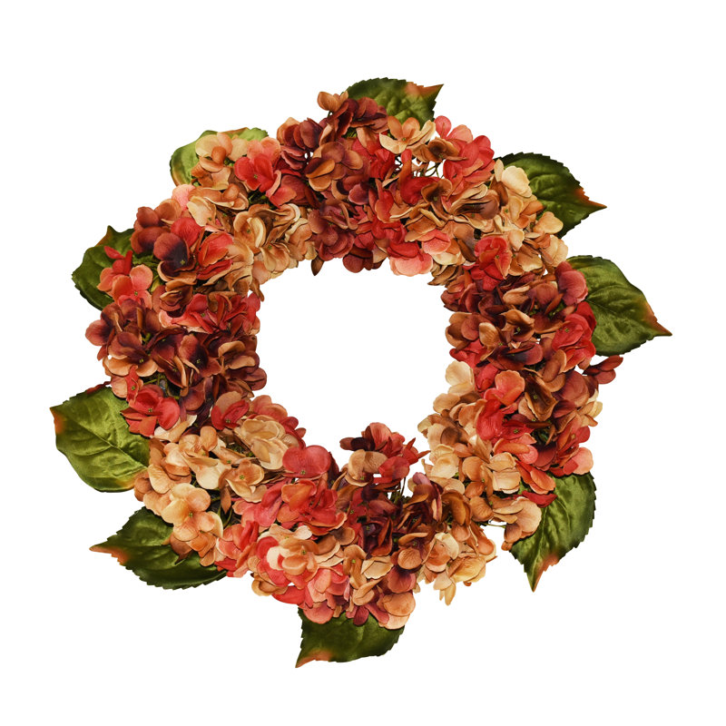 24" Terracotta Orange Hydrangea Wreath