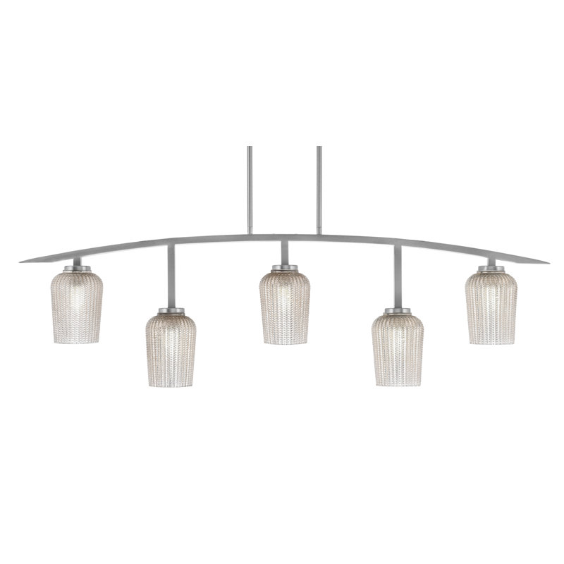 Barre d'éclairage 5 lumières kurve au fini graphite avec verre texturé argenté de 5 po