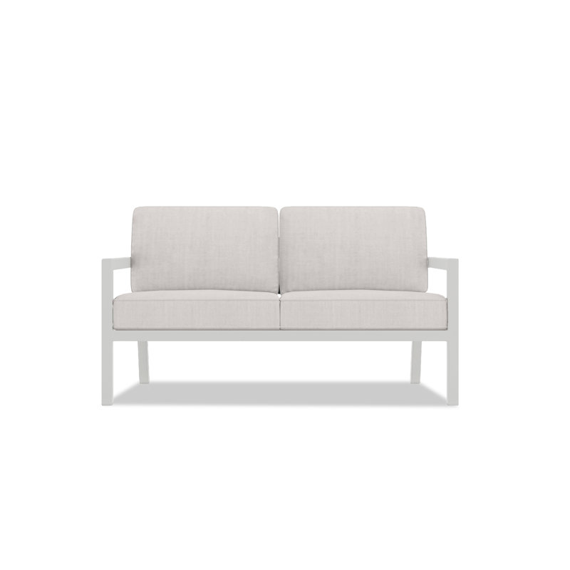 Vivant 56.25" Wide Outdoor Loveseat with Sunbrella® Cushions, Cast Silver Sunbrella®, White