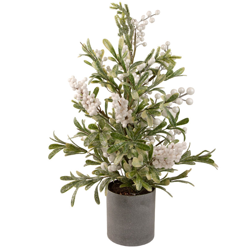 Arbre de Noël 2 pi avec baies blanches et pin givré non éclairé