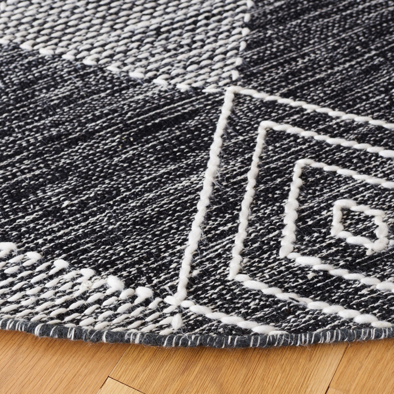 Abbie-Gayle Flat Weave Performance Geometric Rug, Round 6'