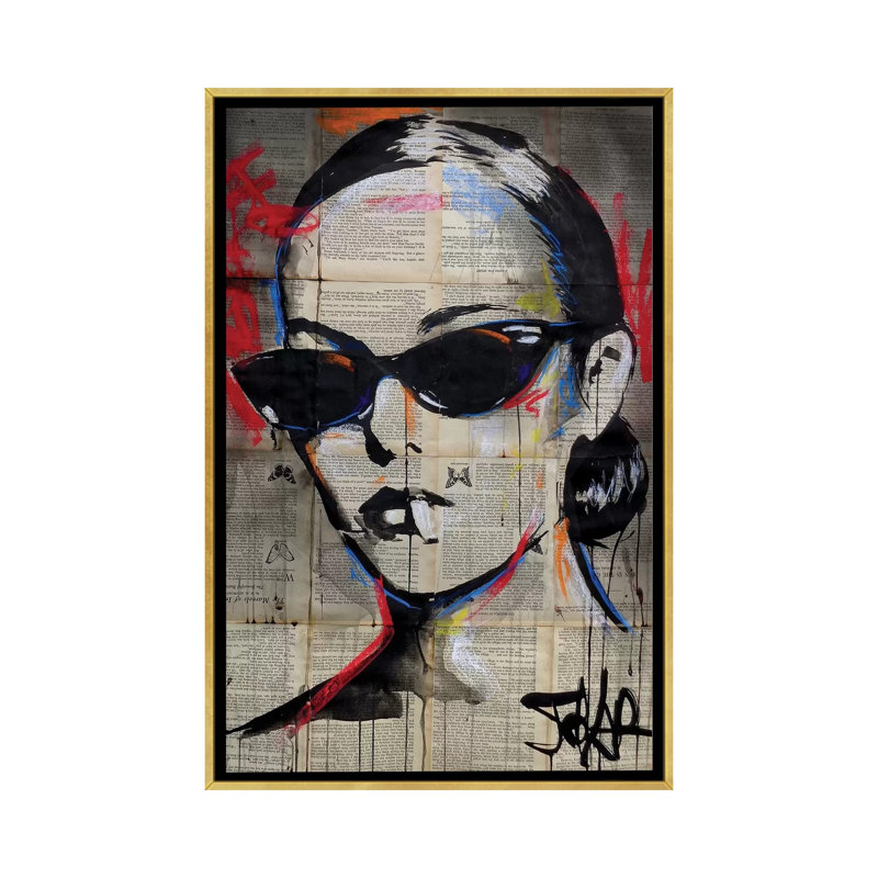 « Beatnik flair » par Loui Jover-impression d’art graphique, Pas de tapis, H 26 po x l 18 po x P 1,5 po, Toile encadrée d'or