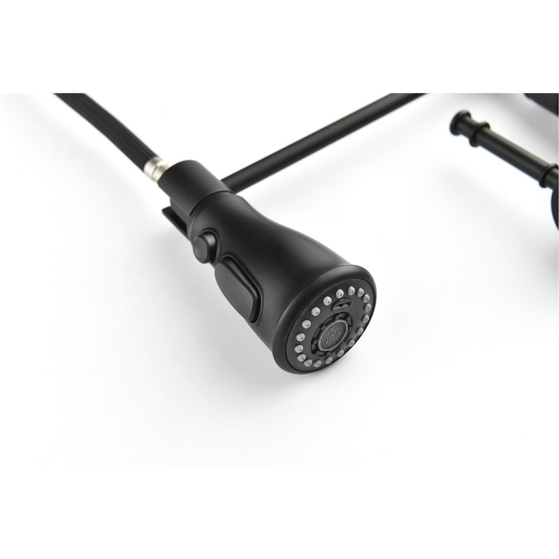 Robinet de cuisine tactile en acier inoxydable noir mat rétractable, buse rotative à 360 °, 3 modes de débit d'eau, réglage et température simples, robinet à capteur de mouvement avec jet en acier, options de sortie, bec,