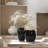 9.8" H Rustic Terracotta Black Vase with Handles