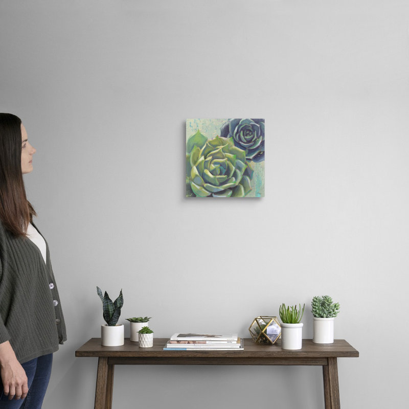 «Succulents I Crop», art mural sur toile, Toile tendue, H 12 po x l 12 po x P 1,25 po