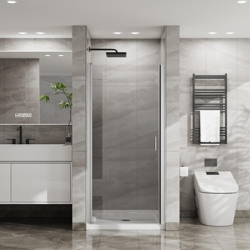 34"W x 72"H Pivoting Shower Door, Chrome