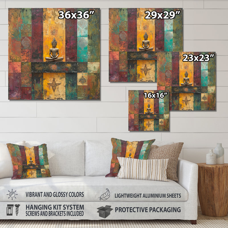 Radiant Aura Of Folk Religions - Bouddhisme, impression murale sur métal, H 23 po x l 23 po x P 0,84 po
