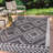 Senza Diamond Tribal Medallion Black/Ivory Indoor/Outdoor Rug-1902531326