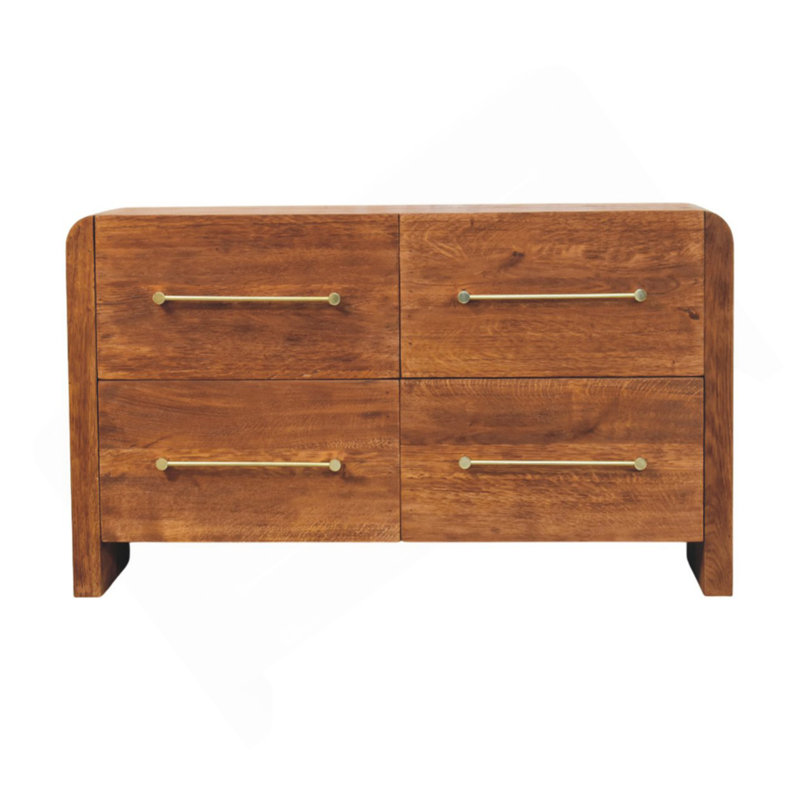 Commode 4 tiroirs Oakline en bois massif, brun, 4 tiroirs