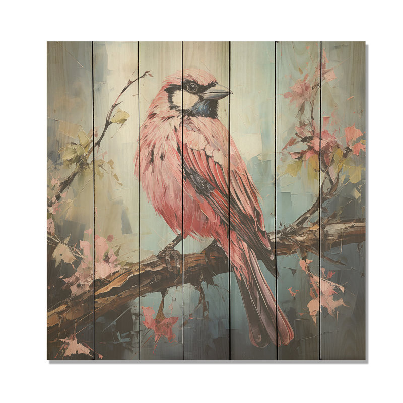 Arbre floral bleu et rose Harmoney - oiseau sur bois, H 36 po x l 36 po