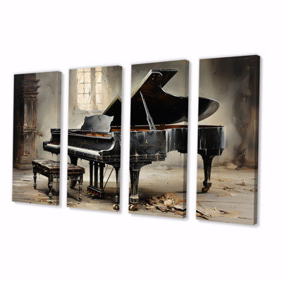 Minimalisme, piano à queue, mélodie II, ensemble de 4 pièces d'art mural