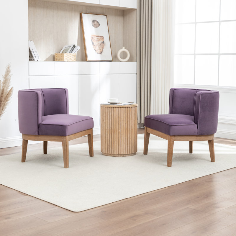 Fauteuil demi-tonneau Karoll, Velours mauve, 2