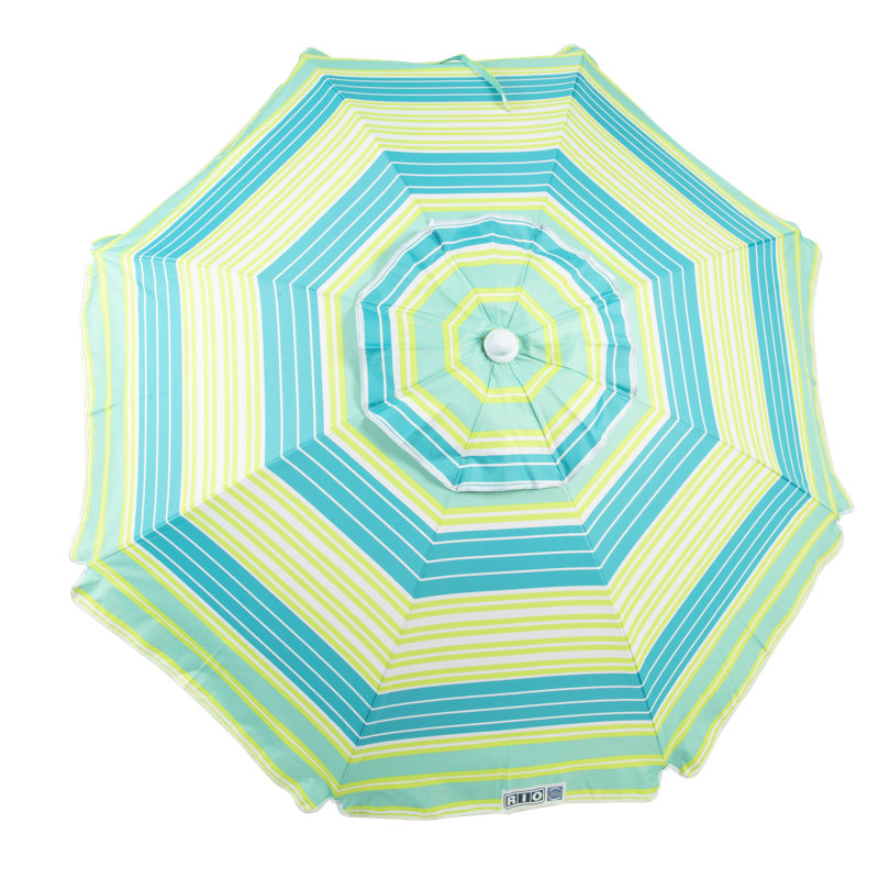 6 ft. Multicolor Beach Umbrella with White Steel Frame