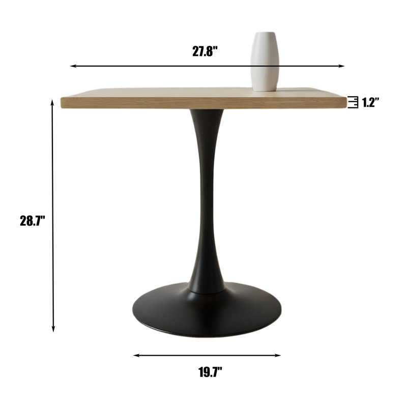 Table de salle à manger carrée, Naturel / Noir