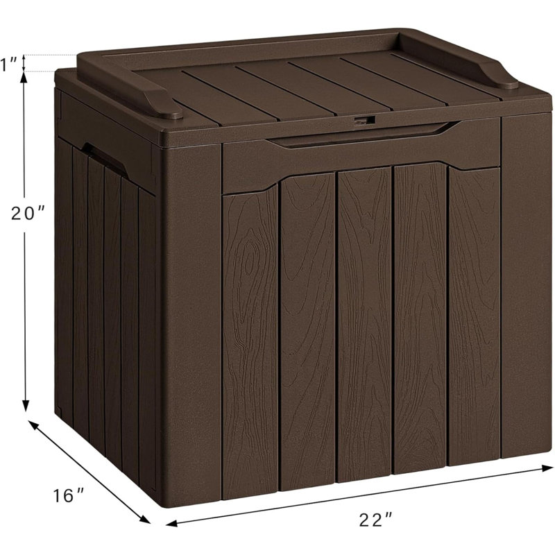 Boîte de rangement intérieure en résine imperméable pour meubles de patio Gallon, Brun