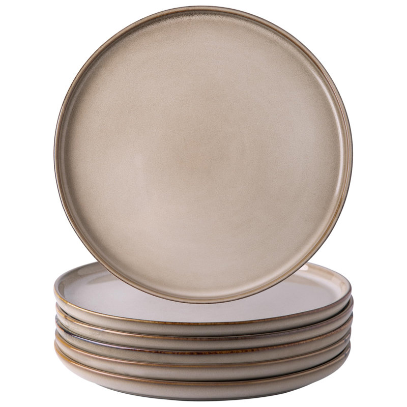 Beige Ceramic 10.5" Dinner Plates Set of 6