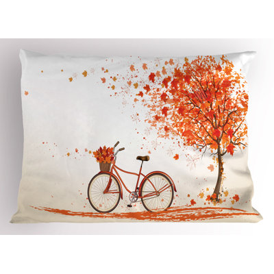 Ambesonne Bicycle Pillow Sham 2 Pack Orange Autumn Tree - Orange -  pil-2_17799_26x20