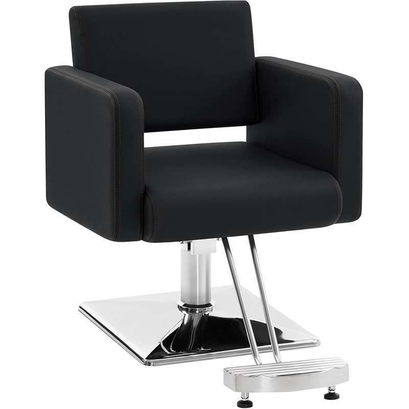 Fauteuil de coiffeur à pompe hydraulique Ixchell, Noir, noir, noir, noir