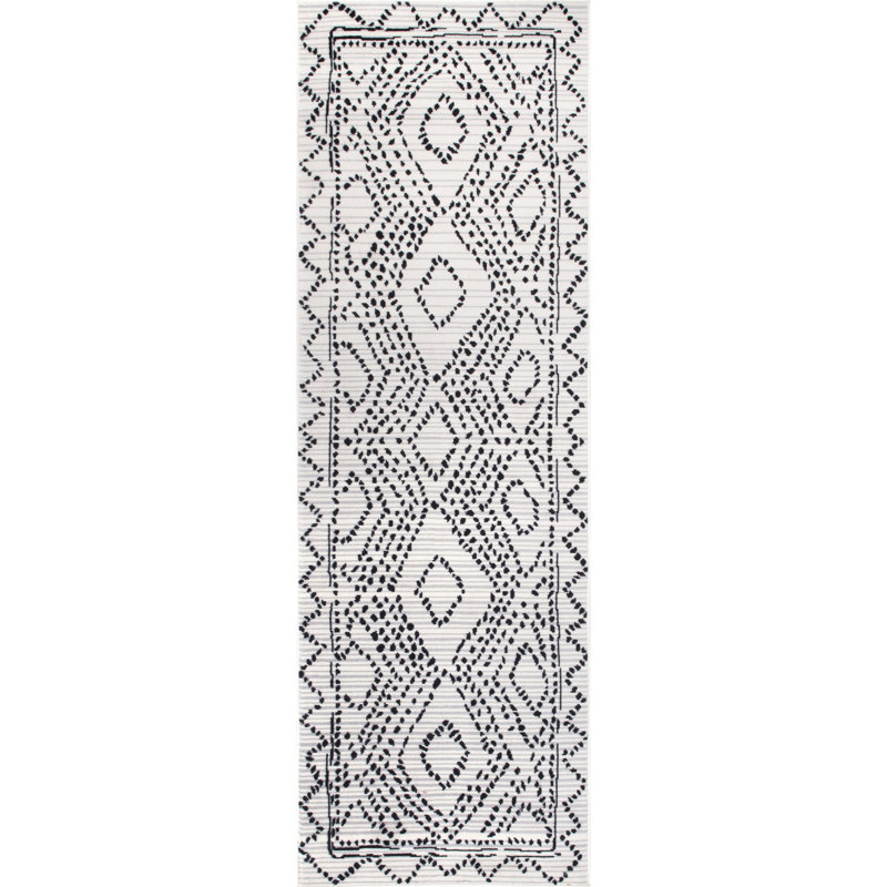 Catoosa Moroccan Power Loom Performance Ivory Rug, Runner 2'8" x 8'