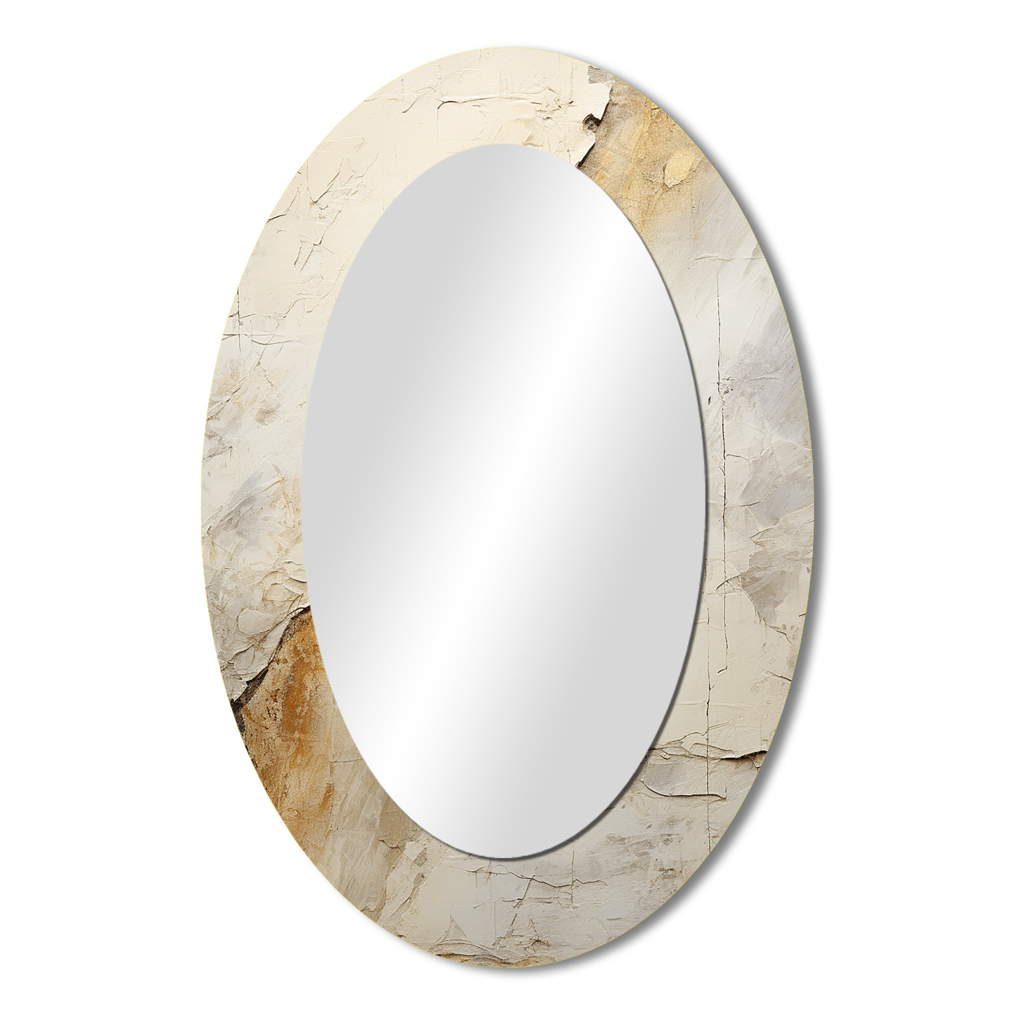 Dakota Fields Earth Minimalist Fossils II - White Oval Wall Mirror ...