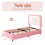 Bed Frame, Upholstered Platform Bed with Curved Headboard, Classic Colour-Block Design, Soft Rounded Corners, No Box Spring Required, Easy Assembly-1825748298-1825748294